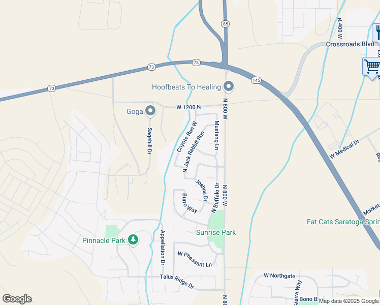map of restaurants, bars, coffee shops, grocery stores, and more near 1014 North Jack Rabbit Run in Saratoga Springs