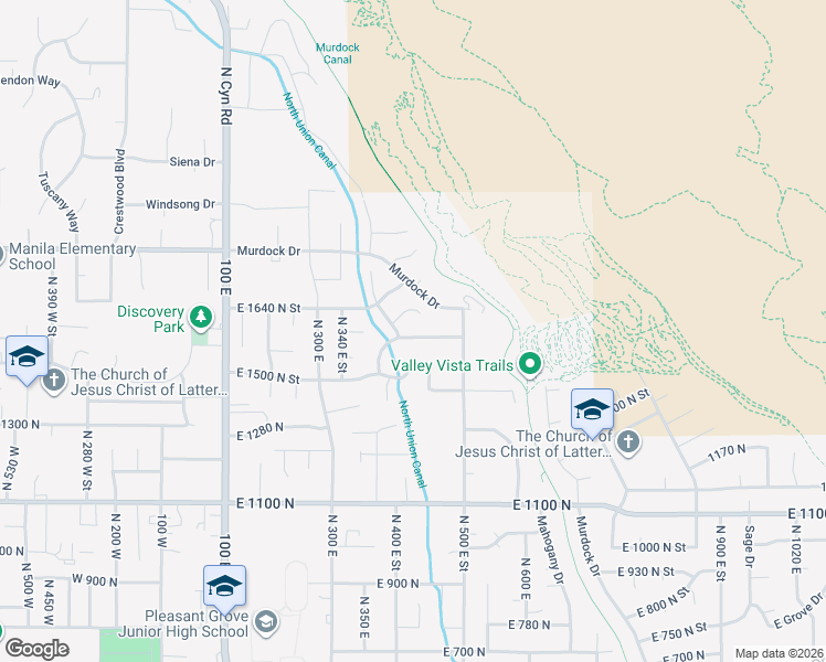 map of restaurants, bars, coffee shops, grocery stores, and more near 415 East 1560 North in Pleasant Grove