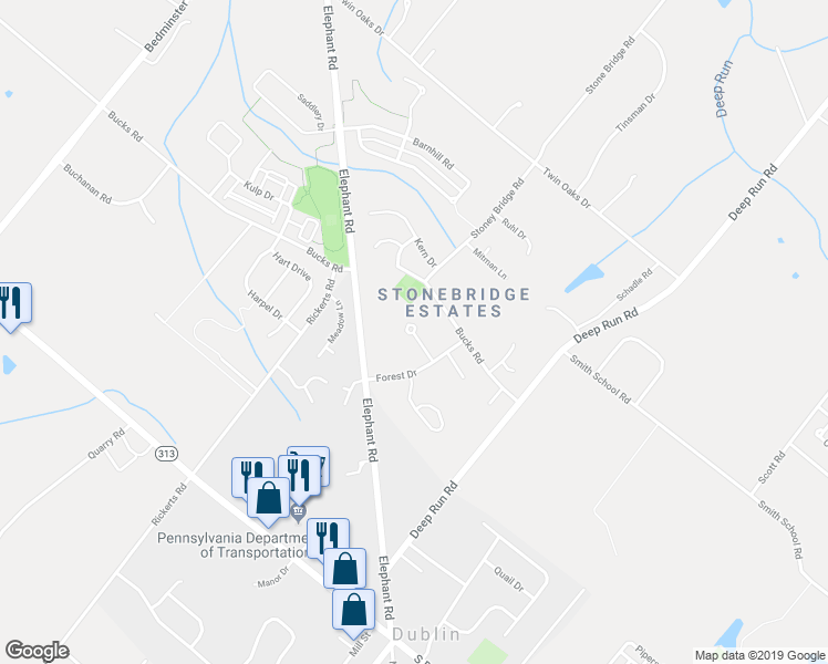 map of restaurants, bars, coffee shops, grocery stores, and more near 199 Wigton Circle in Perkasie