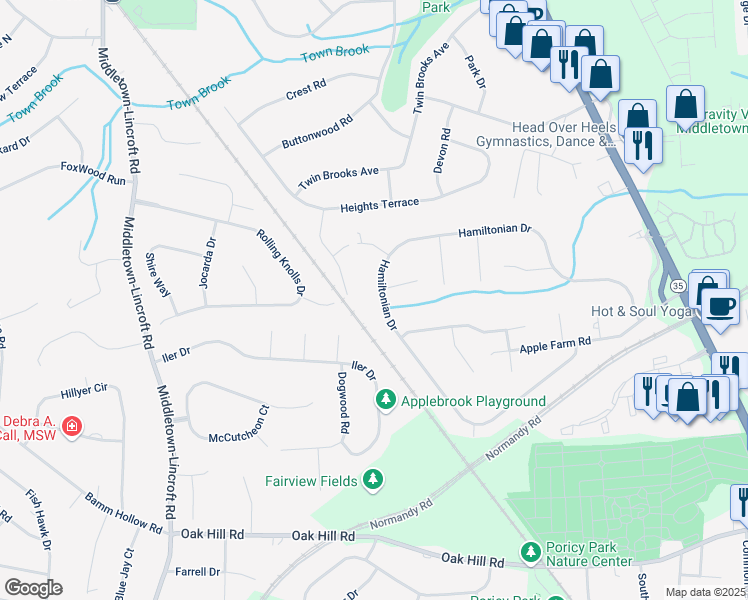map of restaurants, bars, coffee shops, grocery stores, and more near 243 Hamiltonian Drive in Red Bank