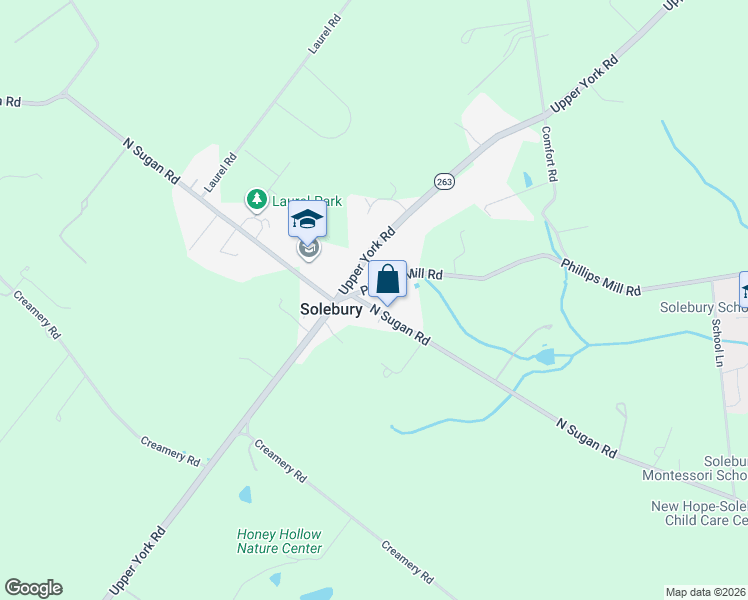 map of restaurants, bars, coffee shops, grocery stores, and more near 6634 Phillips Mill Road in New Hope