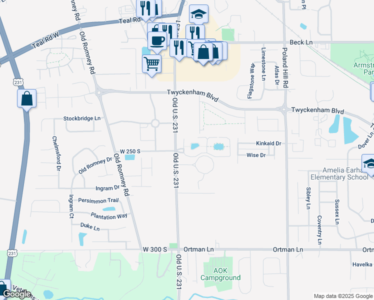 map of restaurants, bars, coffee shops, grocery stores, and more near 112 Hibiscus Dr in Lafayette