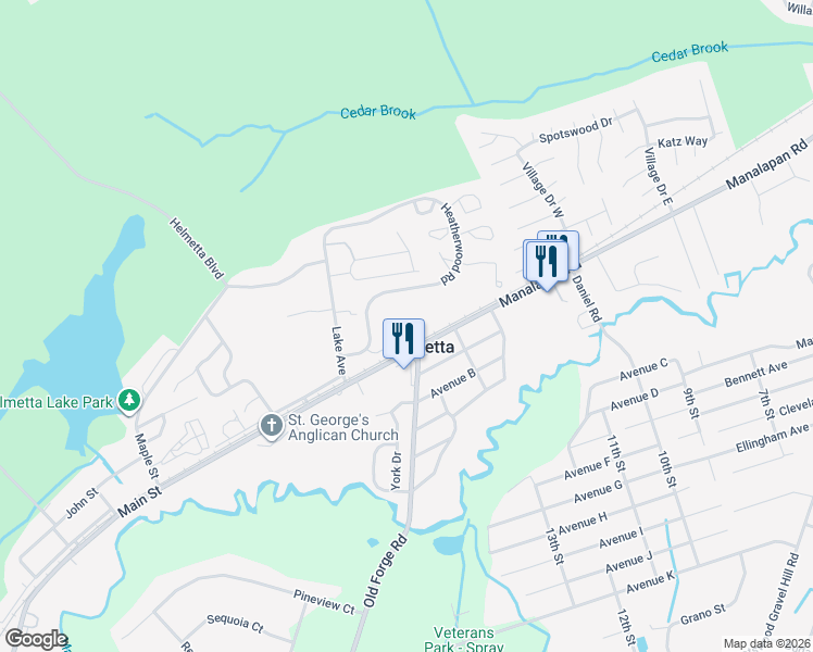 map of restaurants, bars, coffee shops, grocery stores, and more near 310 Raintree Court in Helmetta
