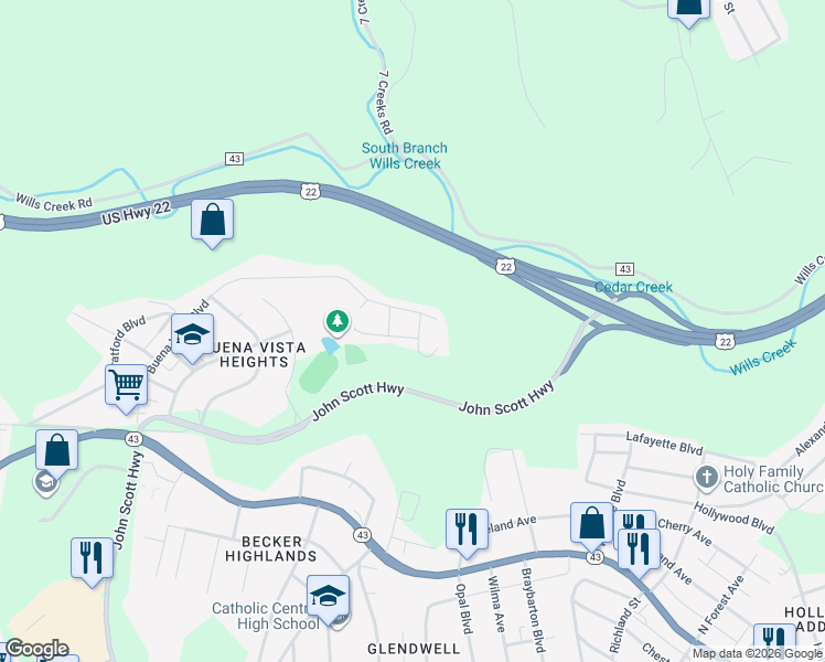 map of restaurants, bars, coffee shops, grocery stores, and more near 941 Sheffield Avenue in Steubenville
