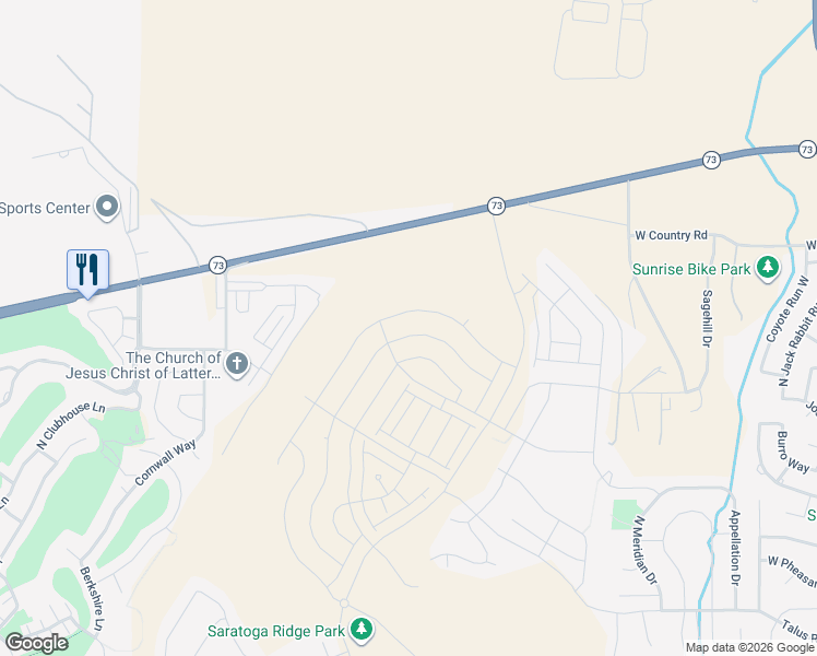 map of restaurants, bars, coffee shops, grocery stores, and more near 1558 Boseman Way in Saratoga Springs