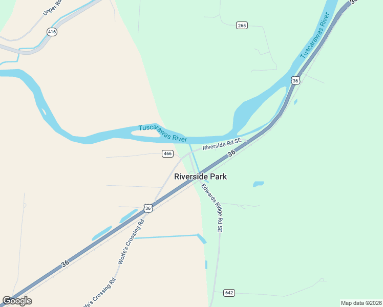 map of restaurants, bars, coffee shops, grocery stores, and more near 6746 Riverside Rd SE in Uhrichsville