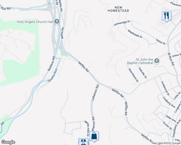 map of restaurants, bars, coffee shops, grocery stores, and more near in Pittsburgh
