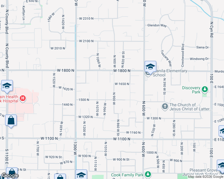 map of restaurants, bars, coffee shops, grocery stores, and more near 1609 North 900 West in Pleasant Grove