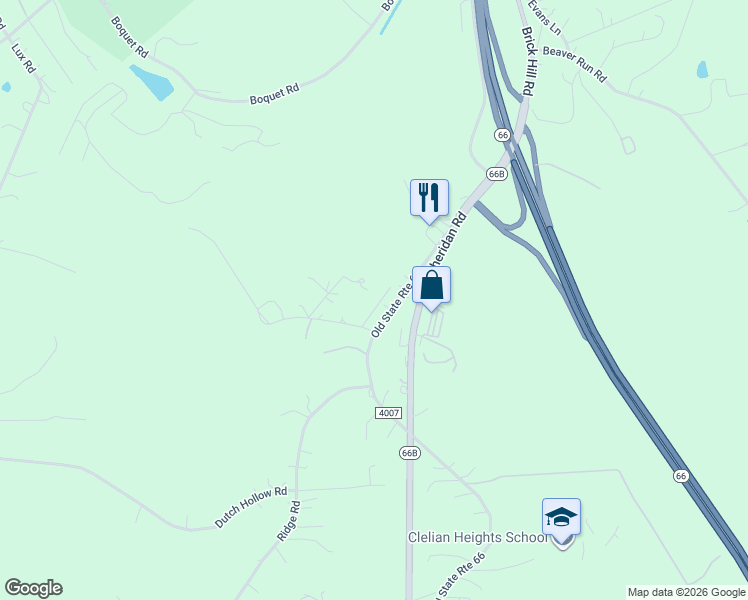 map of restaurants, bars, coffee shops, grocery stores, and more near 156 Crouse Road in Greensburg
