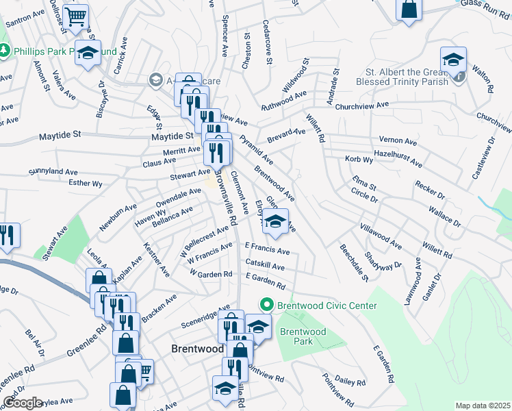 map of restaurants, bars, coffee shops, grocery stores, and more near 3028 Elroy Avenue in Pittsburgh