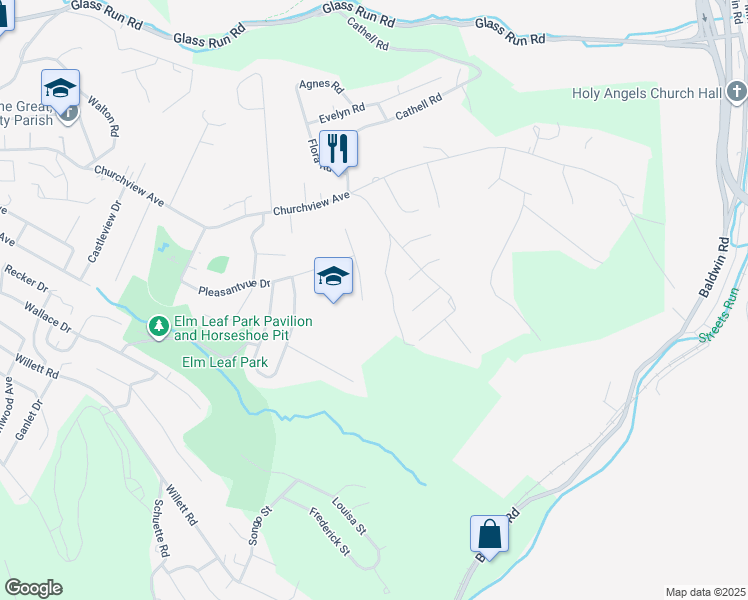 map of restaurants, bars, coffee shops, grocery stores, and more near 135 Norine Drive in Pittsburgh