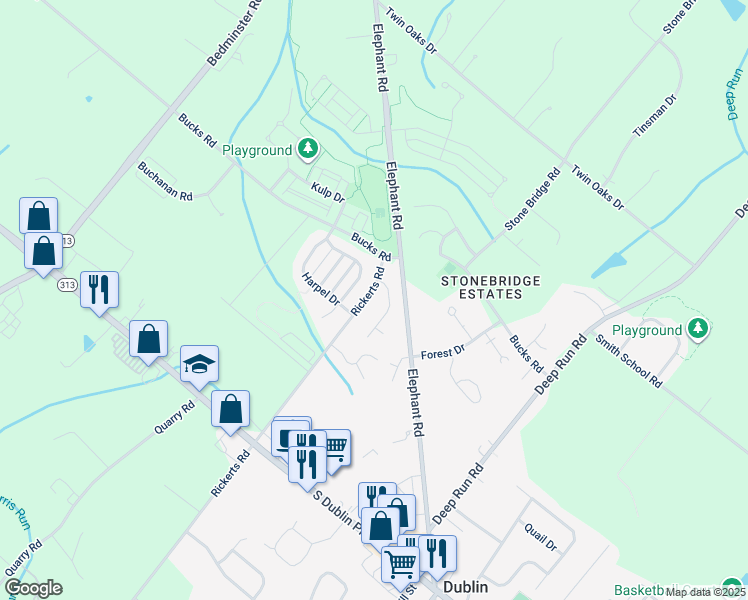 map of restaurants, bars, coffee shops, grocery stores, and more near 146 Rickerts Road in Dublin