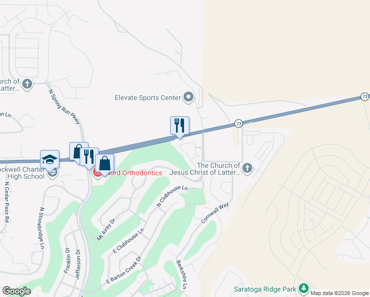 map of restaurants, bars, coffee shops, grocery stores, and more near 4057 East Oakland Hills Drive in Eagle Mountain