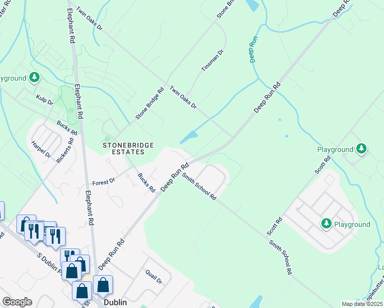 map of restaurants, bars, coffee shops, grocery stores, and more near 101 McHenry Court in Perkasie