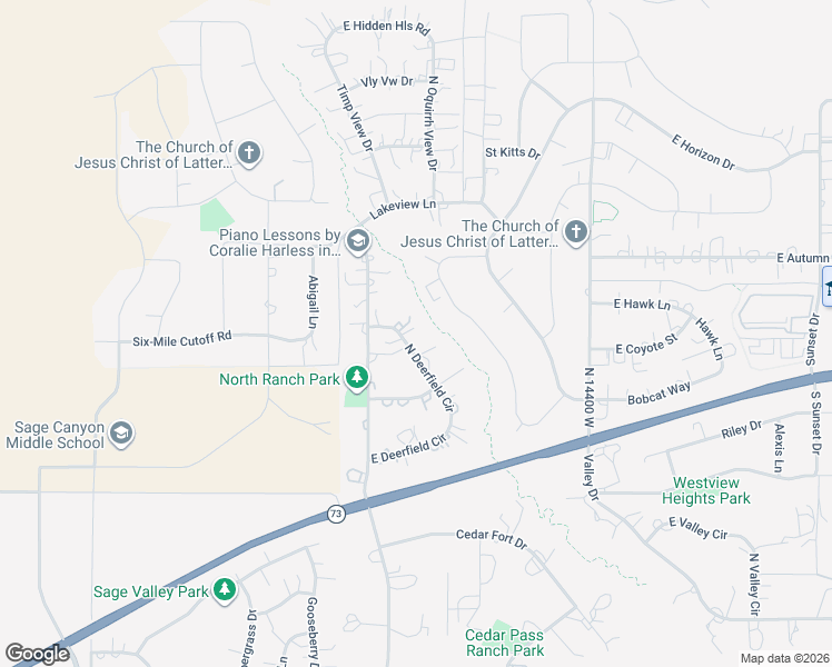 map of restaurants, bars, coffee shops, grocery stores, and more near 9298 North Deerfield Circle in Eagle Mountain
