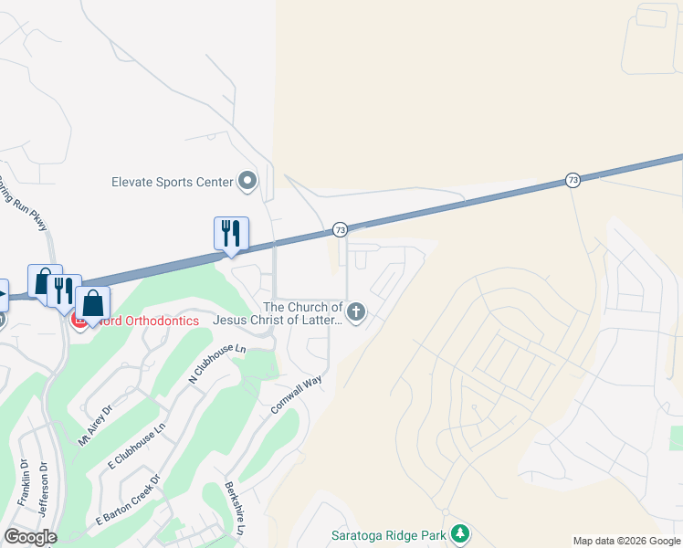 map of restaurants, bars, coffee shops, grocery stores, and more near 4284 Inverness Lane in Eagle Mountain