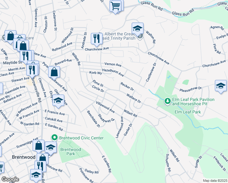 map of restaurants, bars, coffee shops, grocery stores, and more near 3321 Wallace Drive in Pittsburgh