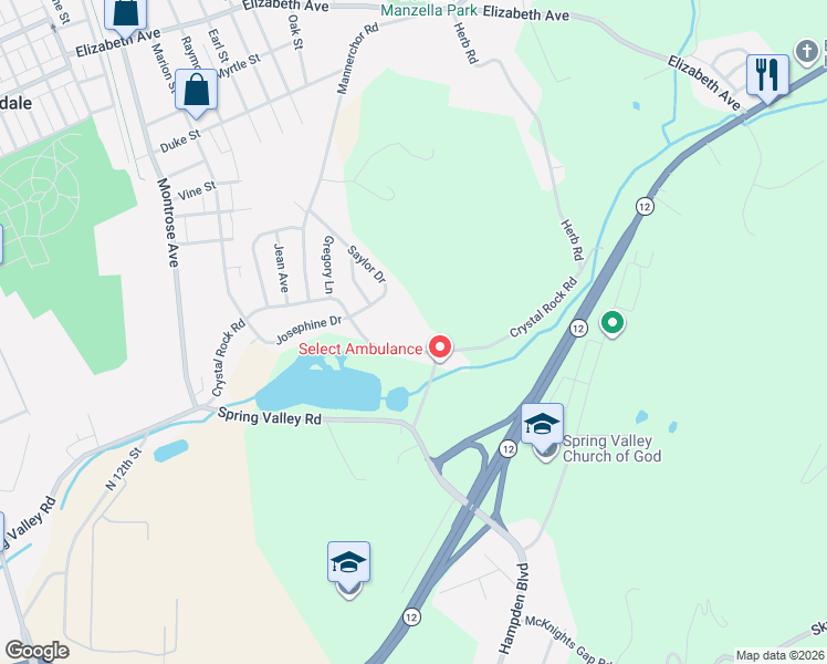 map of restaurants, bars, coffee shops, grocery stores, and more near 422 Crystal Rock Road in Temple