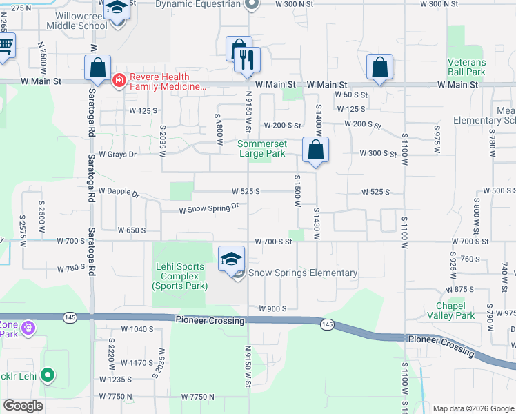 map of restaurants, bars, coffee shops, grocery stores, and more near 567 South 1700 West in Lehi
