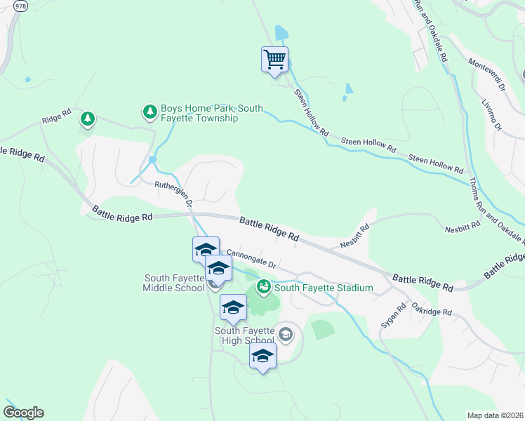 map of restaurants, bars, coffee shops, grocery stores, and more near 4487 Battle Ridge Road in McDonald