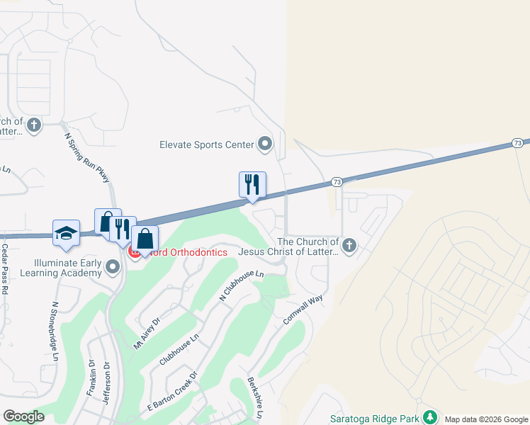 map of restaurants, bars, coffee shops, grocery stores, and more near 4057 East Oakland Hills Drive in Eagle Mountain