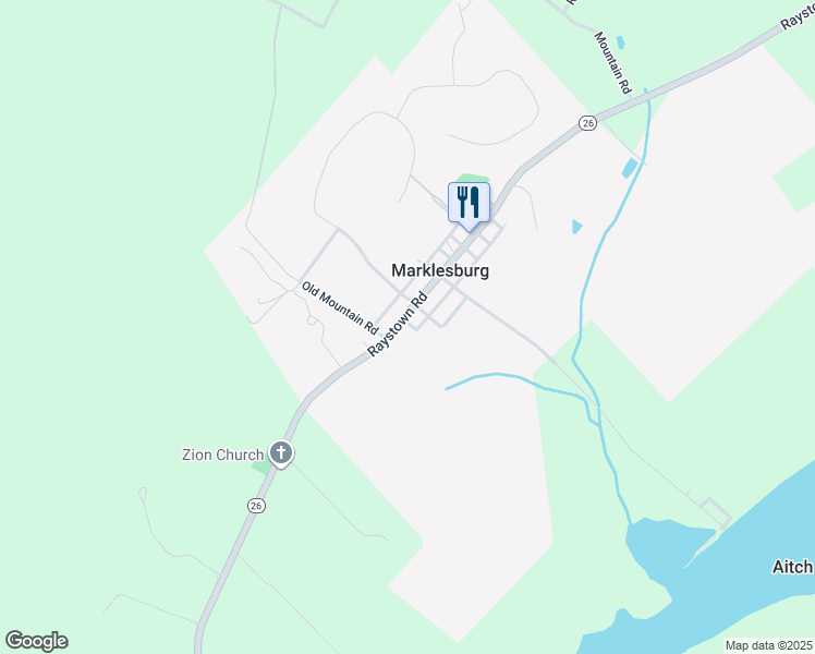 map of restaurants, bars, coffee shops, grocery stores, and more near Diamond Street in Marklesburg