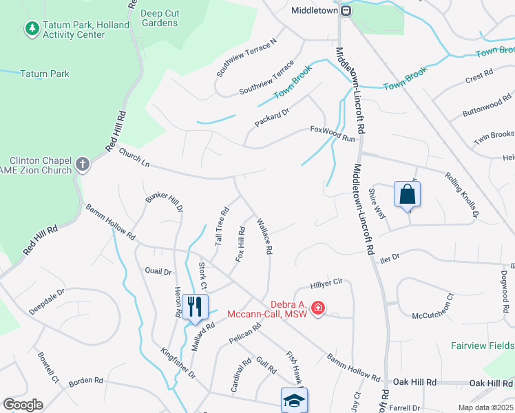 map of restaurants, bars, coffee shops, grocery stores, and more near 78 Wallace Road in Monmouth County