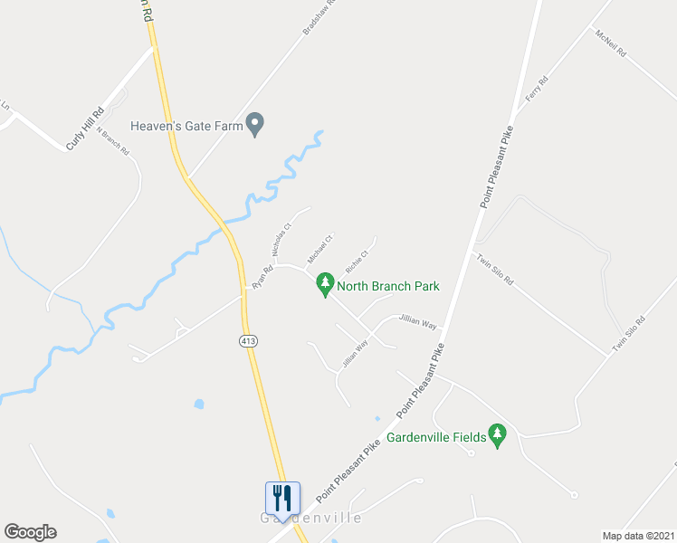 map of restaurants, bars, coffee shops, grocery stores, and more near 5454 Richie Court in Pipersville