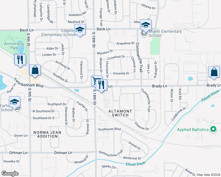 map of restaurants, bars, coffee shops, grocery stores, and more near 3214 Hanover Dr in Lafayette