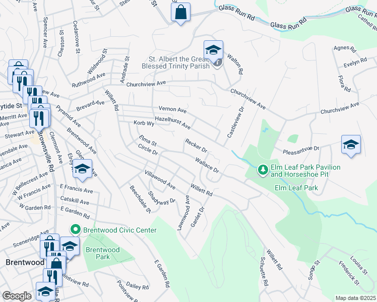 map of restaurants, bars, coffee shops, grocery stores, and more near 3320 Recker Drive in Pittsburgh