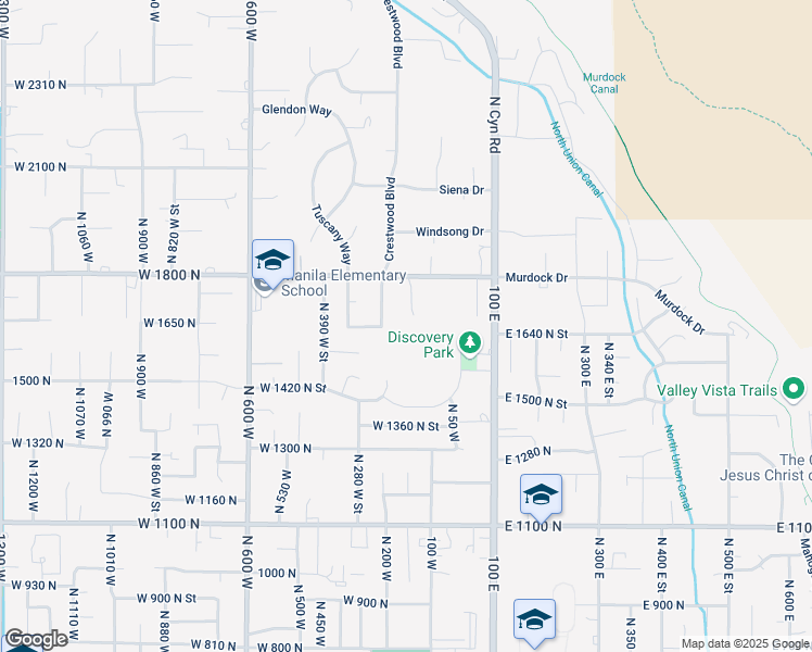 map of restaurants, bars, coffee shops, grocery stores, and more near 1656 North Siena Circle in Pleasant Grove
