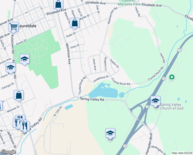 map of restaurants, bars, coffee shops, grocery stores, and more near 1018 Josephine Drive in Temple