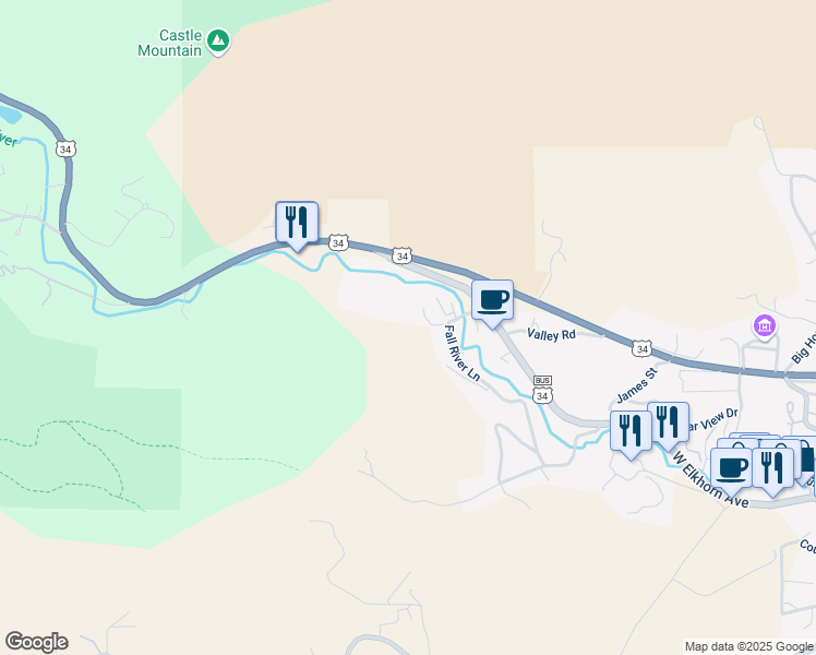 map of restaurants, bars, coffee shops, grocery stores, and more near 1152 W Elkhorn Ave in Estes Park