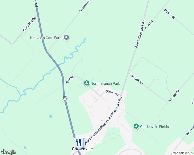 map of restaurants, bars, coffee shops, grocery stores, and more near 5459 Richie Court in Pipersville