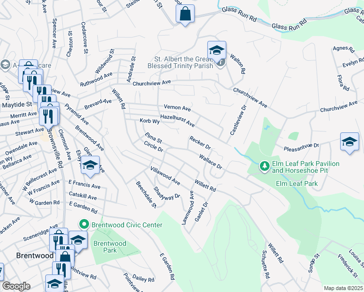 map of restaurants, bars, coffee shops, grocery stores, and more near 3321 Wallace Dr in Pittsburgh