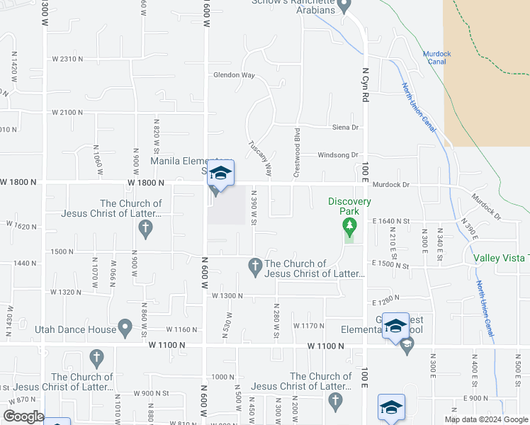 map of restaurants, bars, coffee shops, grocery stores, and more near 1695 North 350 West in Pleasant Grove