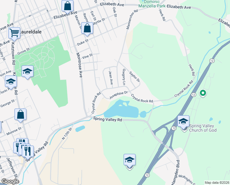 map of restaurants, bars, coffee shops, grocery stores, and more near 1018 Josephine Drive in Temple