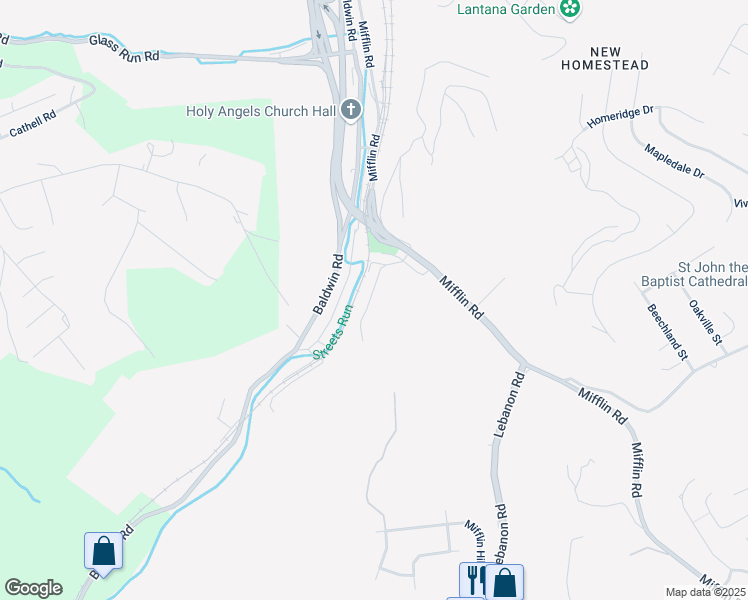map of restaurants, bars, coffee shops, grocery stores, and more near 33 Wheeling Street in Pittsburgh