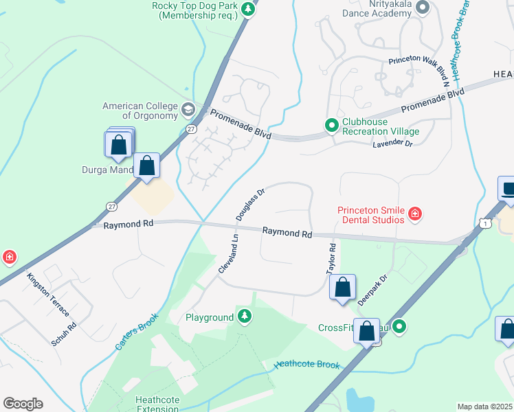 map of restaurants, bars, coffee shops, grocery stores, and more near 6 Douglass Drive in Princeton