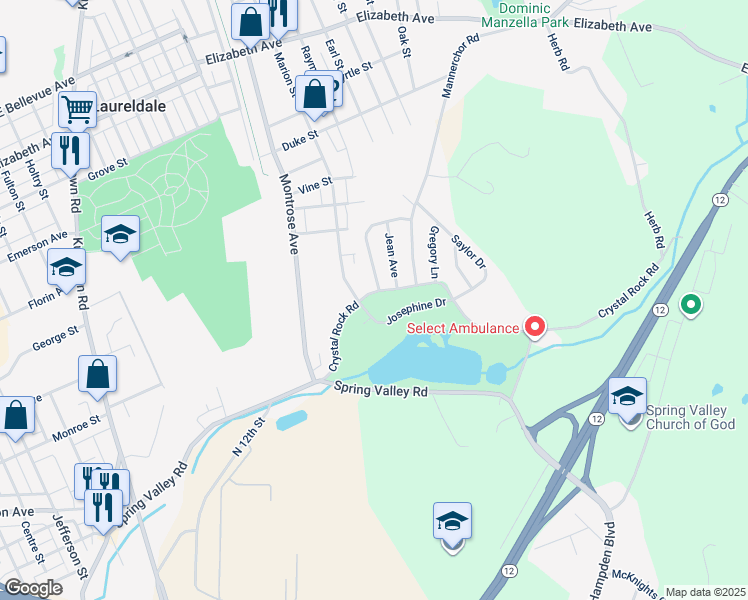 map of restaurants, bars, coffee shops, grocery stores, and more near 319 Crystal Rock Road in Temple