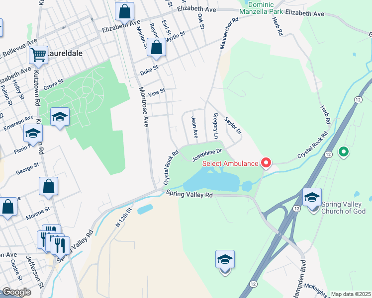 map of restaurants, bars, coffee shops, grocery stores, and more near 319 Crystal Rock Road in Temple