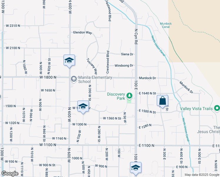 map of restaurants, bars, coffee shops, grocery stores, and more near 5 Siena Drive in Pleasant Grove