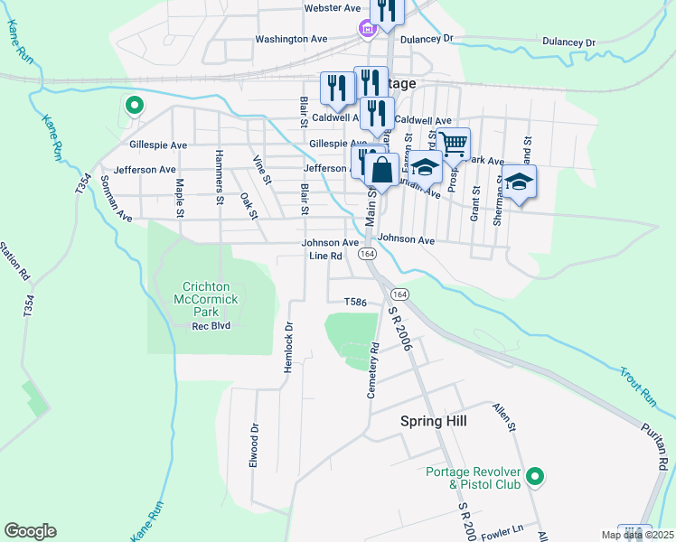 map of restaurants, bars, coffee shops, grocery stores, and more near 901-911 Wayne Ave in Portage