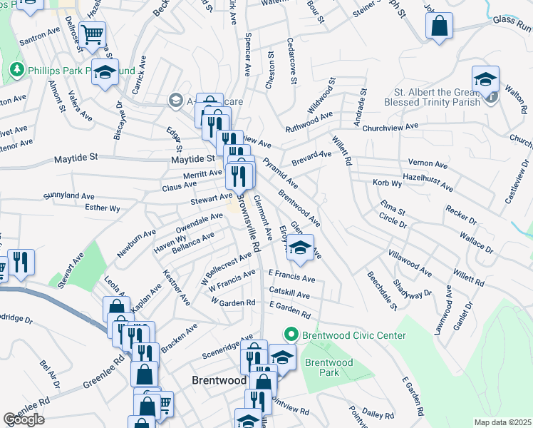 map of restaurants, bars, coffee shops, grocery stores, and more near 2936 Clermont Avenue in Pittsburgh