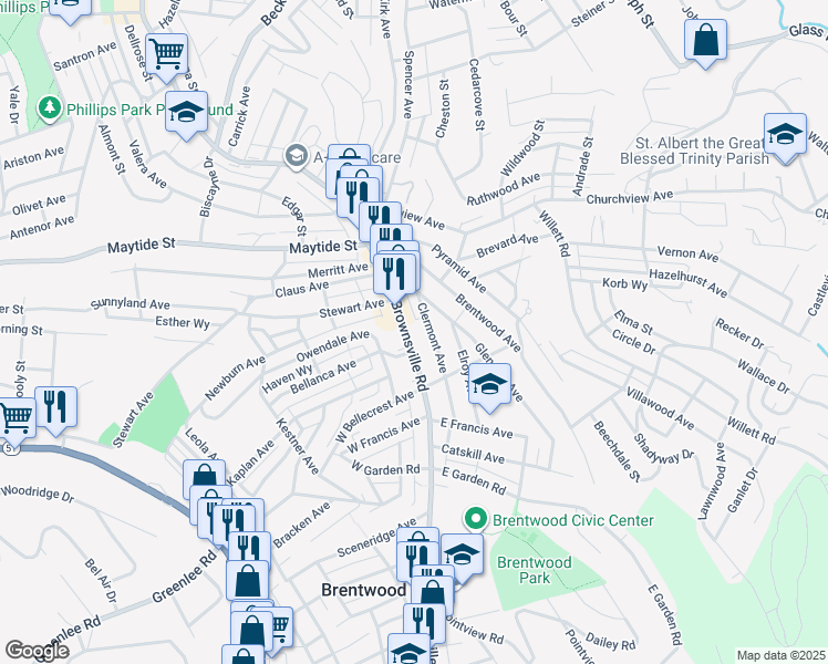 map of restaurants, bars, coffee shops, grocery stores, and more near 2936 Clermont Avenue in Pittsburgh