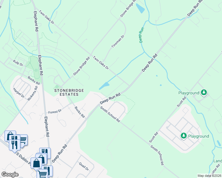 map of restaurants, bars, coffee shops, grocery stores, and more near 101 McHenry Court in Perkasie