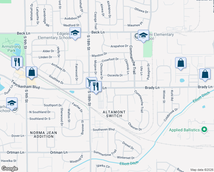 map of restaurants, bars, coffee shops, grocery stores, and more near 3214 Hanover Drive in Lafayette