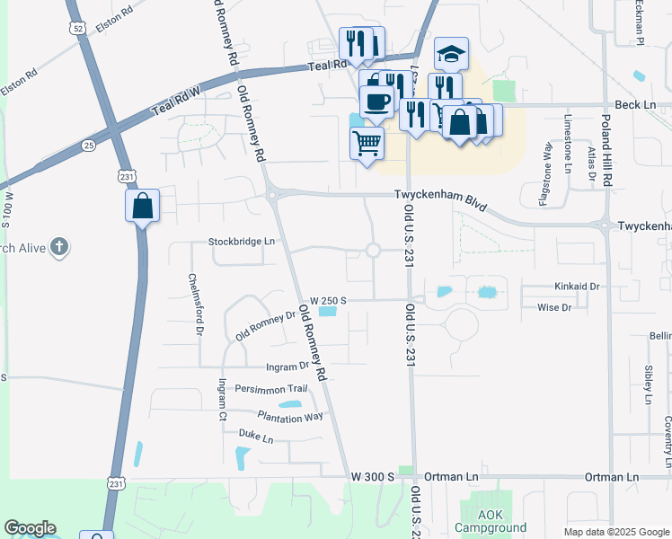 map of restaurants, bars, coffee shops, grocery stores, and more near 167 Walter Scholer Drive in Lafayette