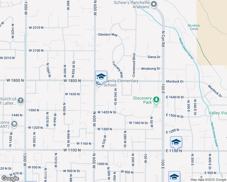 map of restaurants, bars, coffee shops, grocery stores, and more near 1651 North 390 West Street in Pleasant Grove