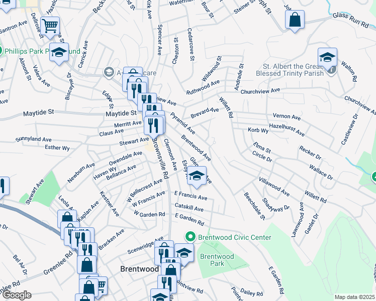map of restaurants, bars, coffee shops, grocery stores, and more near 3024 Glendale Avenue in Pittsburgh